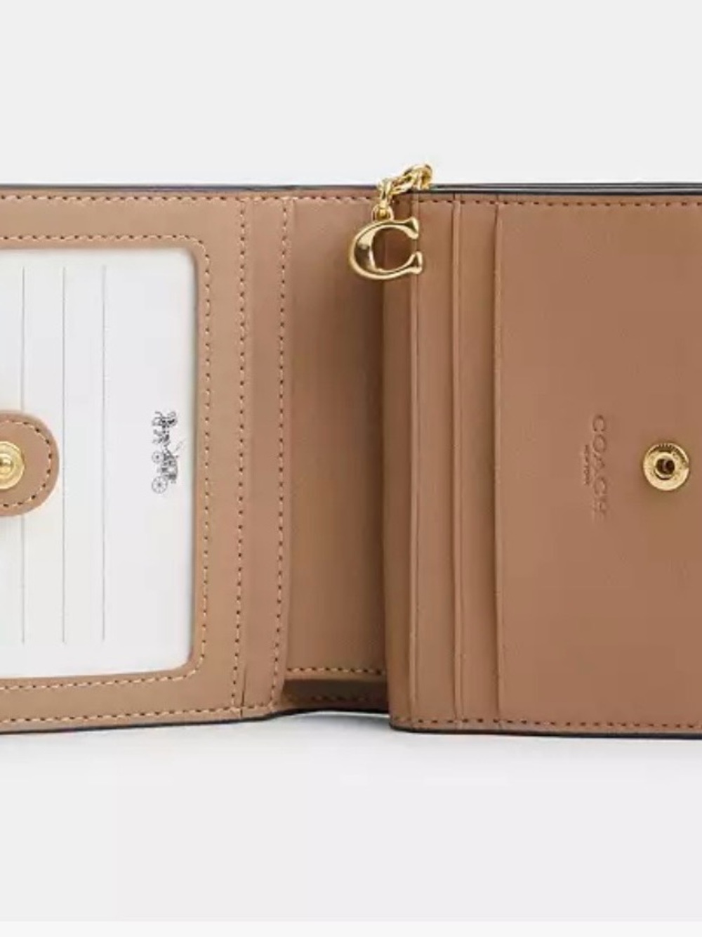 Coach Signature Canvas With Floral Print Snap Wallet with Pink & White Blooms - Picture 3 of 4